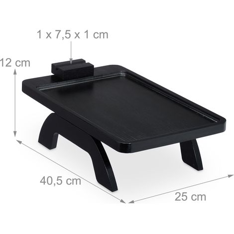 Pratico vassoio da divano nero per bracciolo porta cellulare 45 x 25 x 5 cm in bambù nero 130017310