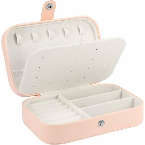 Boîte à bijoux pour filles, boîte de rangement pour bijoux, petite boîte à bijoux, petite boîte à bijoux de voyage (rose) (1/4)
