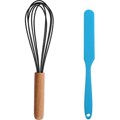 Ensemble Ustensiles Cuisine - Silicone Et Bois Résistant Chaleur - Pour Casseroles Anti Rayures - Lot De 2 Pièces (1/5)