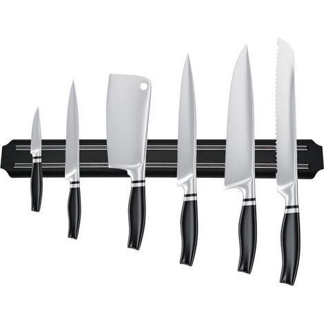 Portacoltelli magnetico, striscia magnetica per coltelli, supporto magnetico per coltelli da cucina in acciaio inox, supporto magnetico nero per coltelli da cucina (38 cm) --DOU (1/4)