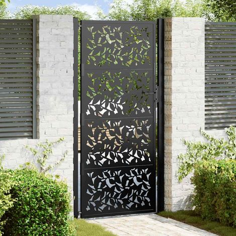 Gartentor Schwarz 100x200 cm Stahlblatt-Design