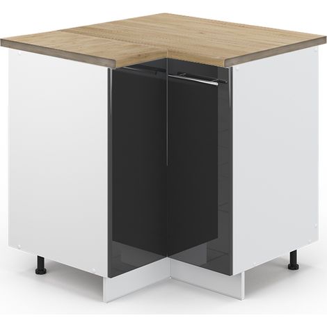 Armario de esquina Fame-Line, Antracita alto brillo, 80.5 cm , ET Roble, Vicco (1/5)