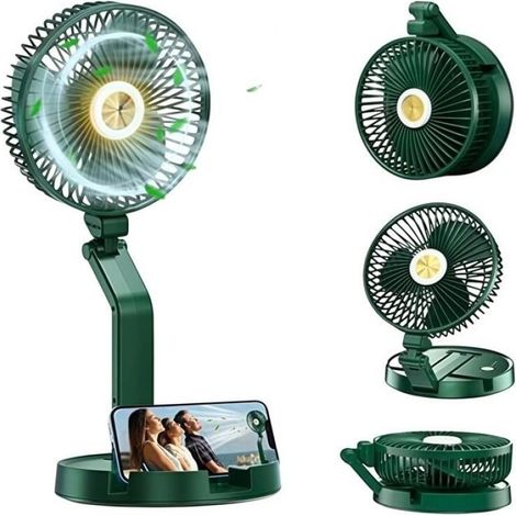 Ventilateur 5200mAh Pliable petite lampe de bureau LED 3 vitesses de ventilation conception de réduction du bruit Réglage rotatif (1/5)