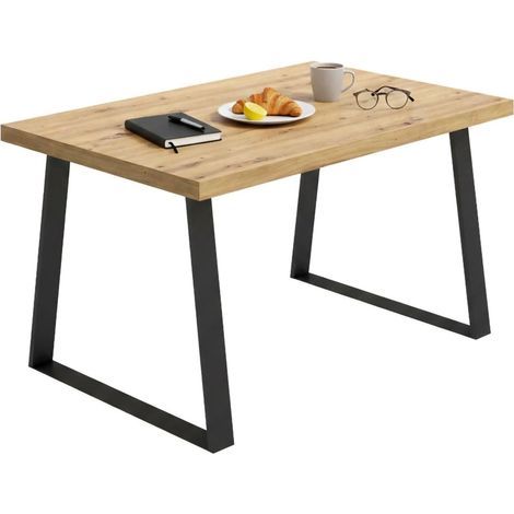 Dmora - Tavolo fisso Amitrax, Ripiano da pranzo multiuso, Tavolo rettangolare da cucina o sala da pranzo, 140x90h75 cm, Rovere Nodi