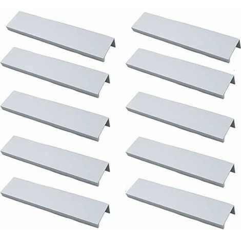 Lot de 10 poignées de meuble invisibles en aluminium brossé – Entraxe 96mm – Résistance à la rouille – Installation facile avec vis fournies (1/5)