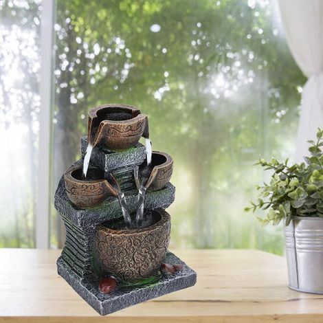 Fontaine à Eau d'Intérieur, Conception à Trois Couches, Alimentation USB, Cascade pour Salon et Bureau (1/5)