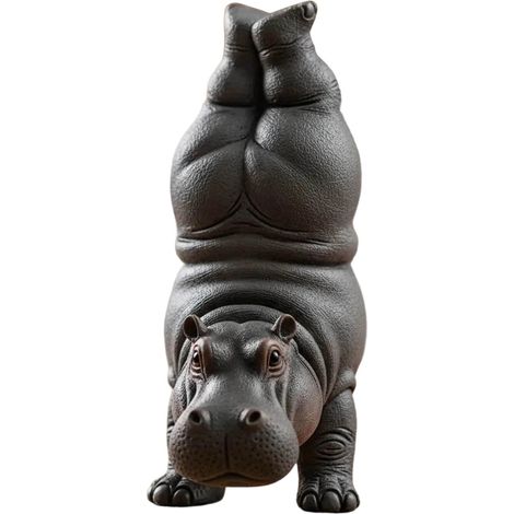 Figurine Hippopotame - Statue Résine Posture Yoga - Décoration Bureau Espace Méditation - 1 Pièce (1/5)