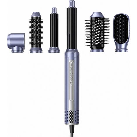 Brosse soufflante multifonction 6-en-1, boucleur et lisseur, gris bleuté, 110 V américain (1/5)