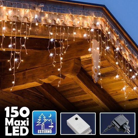TrAdE Shop Traesio - Tenda Luminosa Natalizia 150 Led Con Flash Bianco Caldo 3mt Esterno Prolungabile - (1/5)