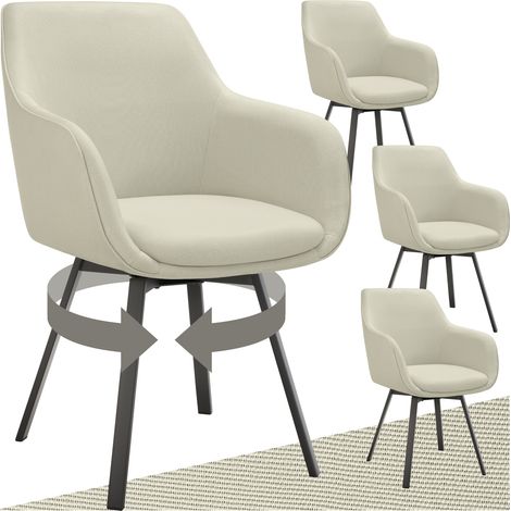 Lot 4 Fauteuils pivotants rembourrés avec accoudoirs gris/beige