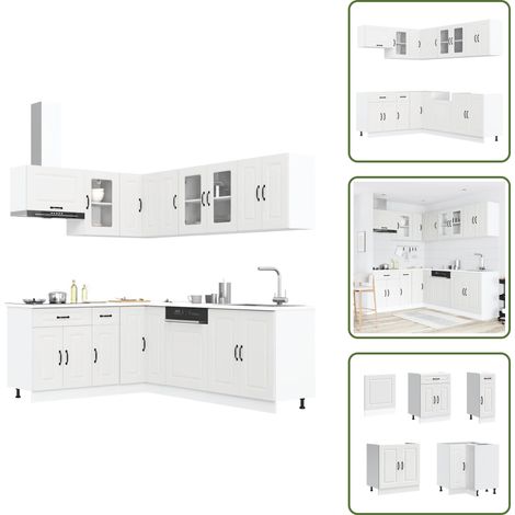 11-tlg. Küchenschrank-Set Kalmar Weiß Holzwerkstoff - Küchenschrank-Set - Küchenschrank-Sets - Küchenzeile Einbauküche - Küchenschrank (1/5)