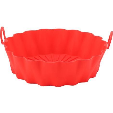 Plateau rond en silicone pour friteuse à air – 7,5 pouces – Résistant à la chaleur – Rouge (1/5)