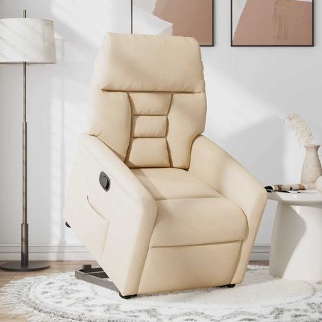 vidaXL Fauteuil inclinable beige tissu microfibre (1/5)