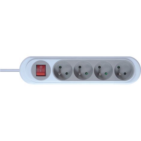 DEBFLEX - NOLA BLOC 4 PRISES 2P+T 16A AVEC INTERRUPTEUR 1M15 GRIS CLAIR - 716023