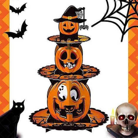 Présentoir à cupcakes multicouches pour Halloween, support à cupcakes en carton, fournitures pour fête d'Halloween, décoration pour fête d'horreur pour enfants, style A (1/5)