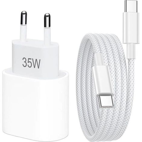 Chargeur USB-C - 35 W - Pour iPhone 17 16 15 - Câble Inclus 1 M - Protection Contre Les Surtensions (1/5)