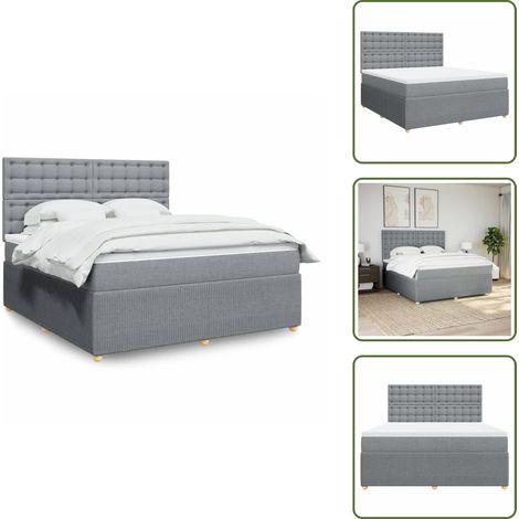 Sommier à lattes de lit avec matelas Gris clair 180x200cm Tissu - Sommier À Lattes De Lit - Sommiers À Lattes De Lit - Lit - Meuble De Chambre À Coucher (1/5)