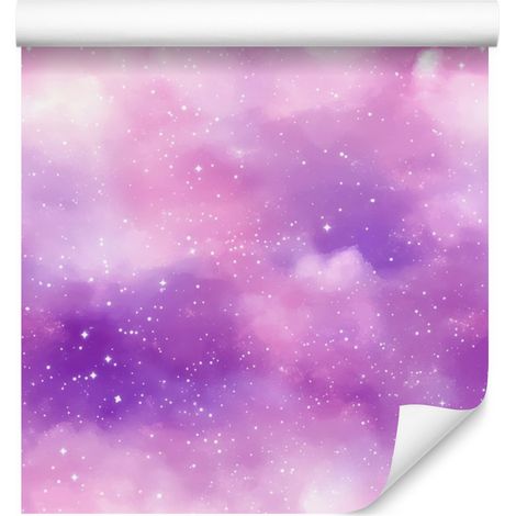 Papel pintado Galaxia en acuarela, lavanda y violeta, formas suaves, 50x1000 cm (1/5)