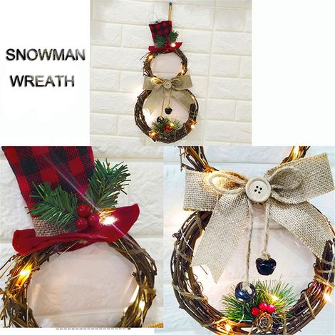 Guirlande Lumineuse En Rotin - Couronne De Noël Pour Décoration Intérieure Porte Fenêtre Cheminée Arbre - 40 x 21 cm - 1 Pièce (1/5)