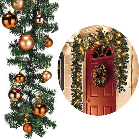 Tannengirlande 810 cm mit 100 LED + 60 Kugeln orange-MLK067W-TA+2xMYW99830-orange (1/5)