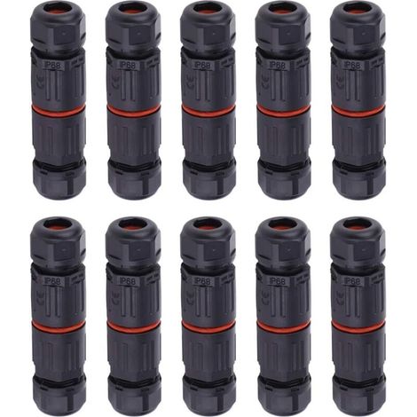 CHOYCLIT 10 conectores de cable eléctrico impermeables IP68, conectores hembra impermeables de 3 pines para toma de corriente exterior, conector de cable impermeable (1/5)