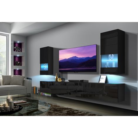 Ensemble meuble TV NEXT 21 AN21-18B-HG1-1C noir brillant 273 cm (1/2)