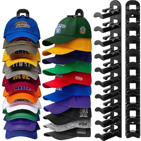 2PCS Porte Casquette Murale & Support Casquette Organisateur Pratique pour Casquettes Accroche Casquette Élégant Range Casquette pour Collection Idéal pour Maison et Bureau Type B (1/5)