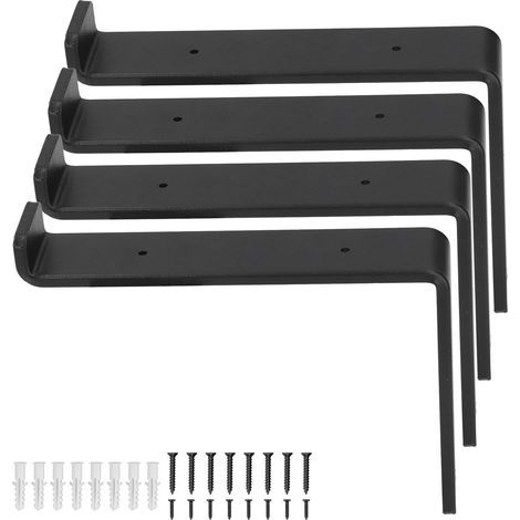 Soportes de acero al carbono para estantes - Tamaño reforzado para balcón, dormitorio, baño - 4 piezas (1/5)