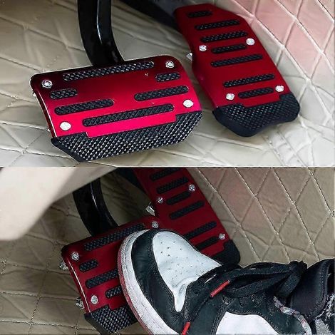 Universal Aluminum Automatic Transmission Car Pedal Cover Brake Fuel Gas Foot Pad Set Kit Pedals Red Blue Silver Non-slip Tools( automatic Red Set) (1/5)