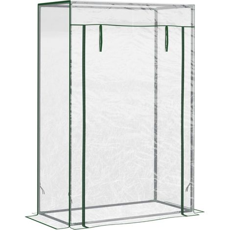 Serre de jardin pour tomates avec porte enroulable, cadre acier galvanisé, housse plastique transparente 100x50x150 cm (1/5)