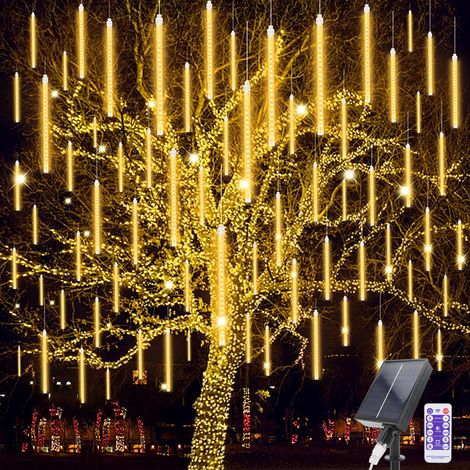 Solaire Météores Pluie Lumières, 30cm 10 Tubes 240 LEDs Guirlande Lumineuses de Noël Exterieur, IP67 Étanche Météore Pluie (1/5)