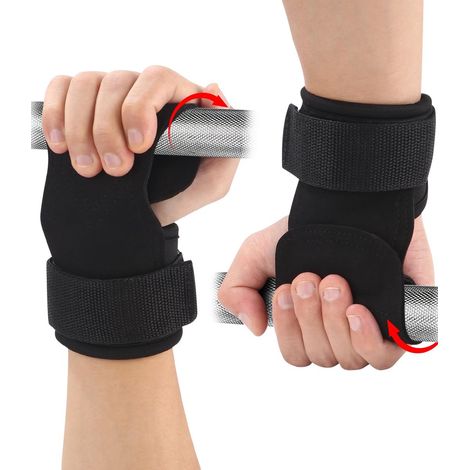 Cinghie per sollevamento pesi, 1 paio, per stacchi da terra, bodybuilding, sollevamento pesi, powerlifting, fasce per polsi, cintura fitness, cinghie da palestra, unisex, nere. (1/5)
