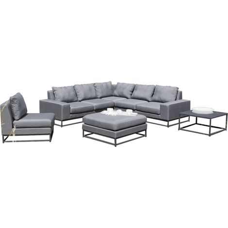 Sonnenpartner 6-teilige Lounge-Sitzgruppe Unique Aluminium mit Kissen flanell Loungesitzgruppe Sunbr