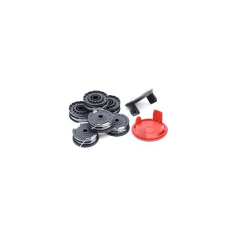 Lot de 6 bobines de fil pour débroussailleuse Bosch F016800351 (longueur : 6 m, diamètre : 1,60 mm avec couvercle de bobine)