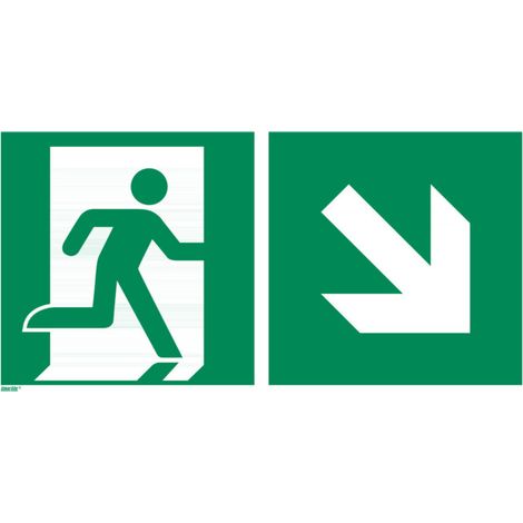 Signaux de secours Issue de secoursà droite vers le bas, Type: 12300