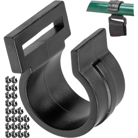 Pinces en C pour tiges de Tente intérieure, 24 pièces, Noir, Plastique, pour Tige jusqu'à Ø 25 mm et Sangle de 25 mm de Large, Clip Crochet pour Tente extérieure, auvent, Marquise, bâche (1/5)