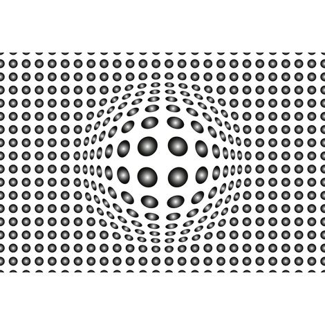 Papier peint panoramique noir & blanc tendance | Tapisserie panoramique 3D motif géométrique | Papier peint panoramique pour cage d escalier & couloir - 384 X 260 cm (8 pièces) (1/2)