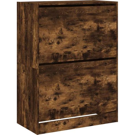 Maison Exclusive - Scarpiera con 2 Cassetti Ribaltabili Rovere Fumo 80x42x108 cm