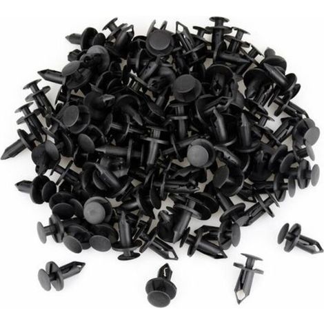 Lot de 120 rivets en plastique noir pour voiture, clips de garniture de garde-boue 8 mm