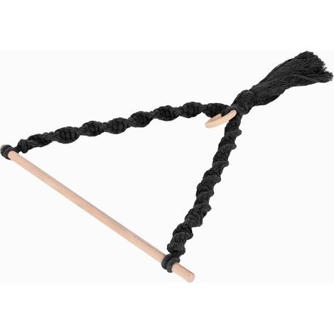Porte-essuie-tout en tissu tricoté, en corde de chanvre avec pompon, pour suspendre des photos et autres accessoires de rangement (noir) (1/5)
