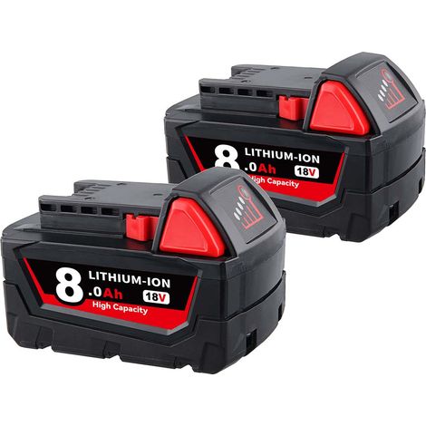 PDstation 2Pack 18V 8.0Ah für Milwaukee 48-11-1852 M18 M18B5 M18B6 LITHIUM XC Akku mit erweiterter Kapazität 48-11-1860 48-11-1850 48-11-1828 (1/5)