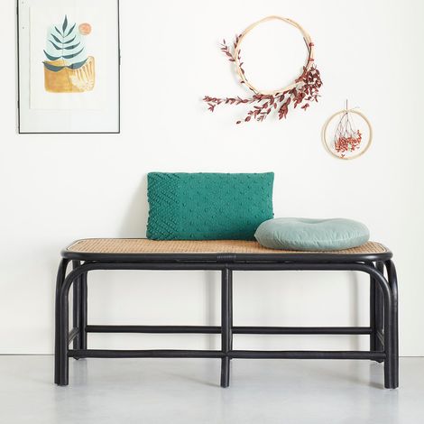 Banc en rotin et cannage 120 cm
