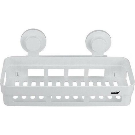 Trade Shop - DUSCHREGAL MIT SAUGNÄPFEN FÜR BADEZIMMER RECHTECKIGE SEIFENSCHALE SHAMPOOREGAL - (1/2)