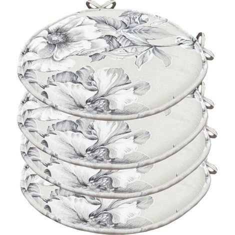 Set 4 Cuscini Sedia Rotondi Shabby Chic Cotone Lavabili Morbidi Coprisedie Tondi Stile Vintage