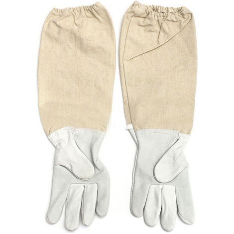 Atmungsaktive und bequeme Imkerhandschuhe aus Ziegenleder mit elastischer Manschette, XXL-Imkerbedarf (1/2)