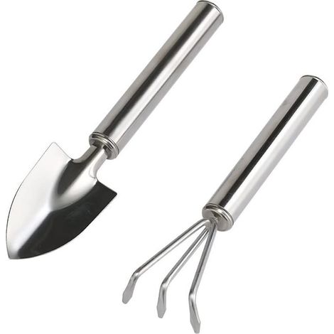 Outils de Jardinage,2 pcs Outils de Jardin Kit Pelle Jardinage Rateau Jardin Cadeau Acier Inoxydable Ensemble de Petits Râteaux et Pelle,pour Plantes en Pot pour Jardin Plantes Intérieur Extérieur (1/5)