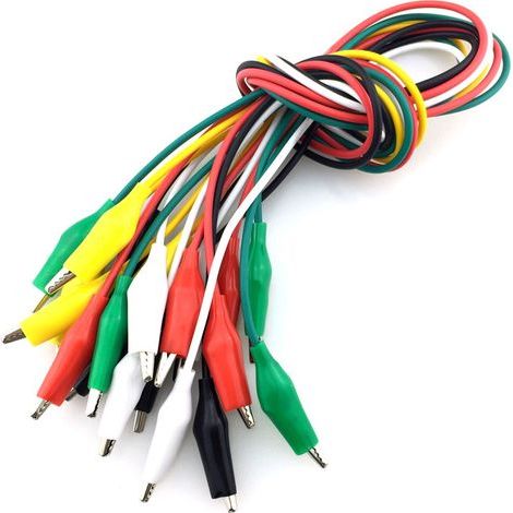 Multimeter, Ohmmeter and Ammeter Set of 10 Alligator Clips with Cable, Insulated Alligator Clips, 50cm Cable Length, for Test Fixtures, Measurements and Power Connections (Color (1/2)