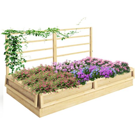 Hochbeet Pflanzkasten Kräuterbeet, wetterbeständig, 1 Spalier, 183 x 98,5 x 95 cm, Natur