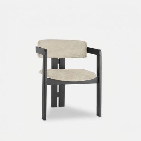 Sedia in legno con braccioli e seduta in lino Thaloth - Nero (1/4)
