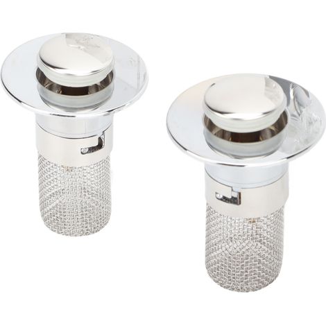 Lot de 2 bouchons de lavabo avec filtre et panier amovible en acier inoxydable, récupérateur de cheveux. (1/5)
